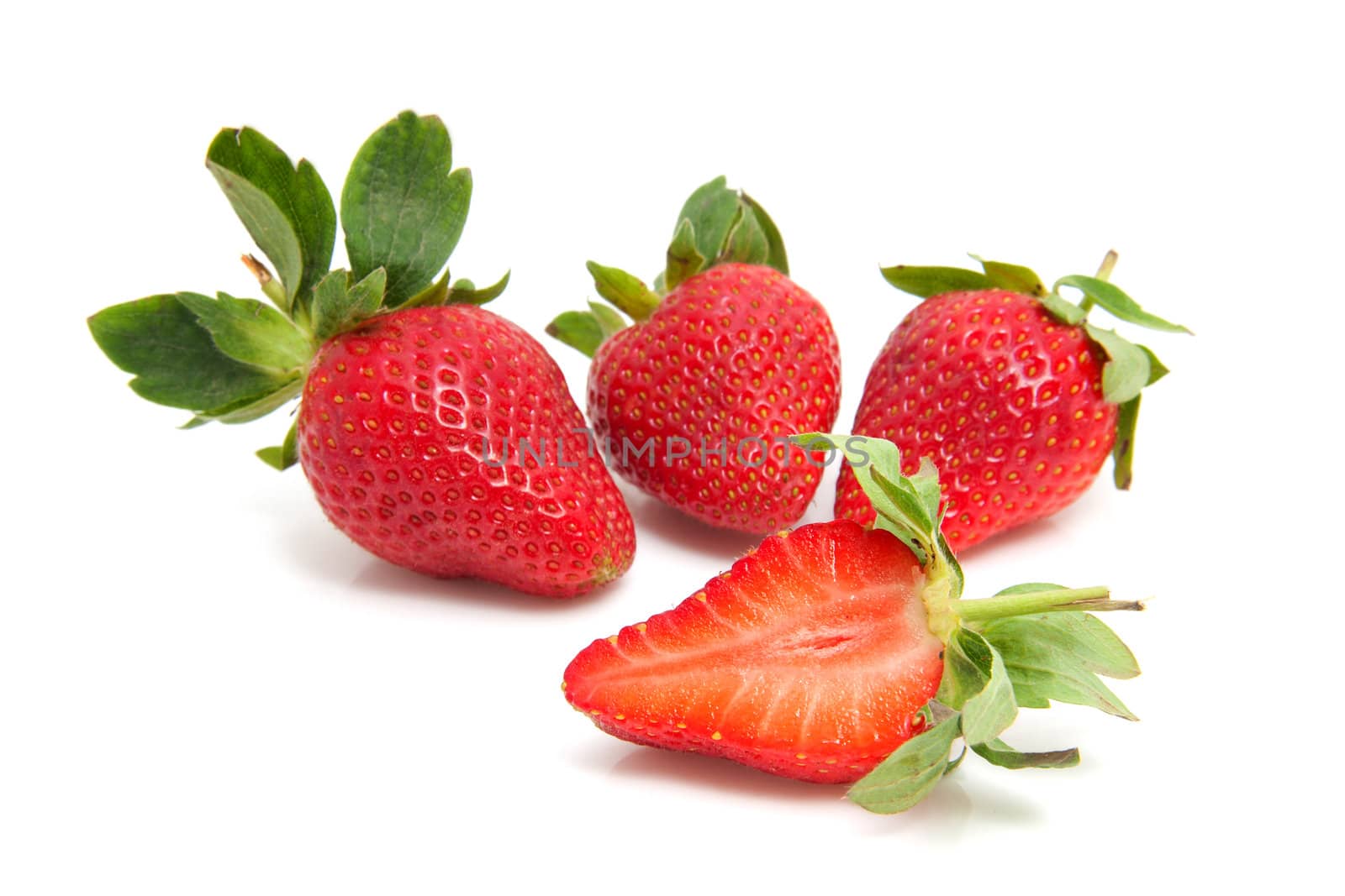 fresh strawberries isolated on white background