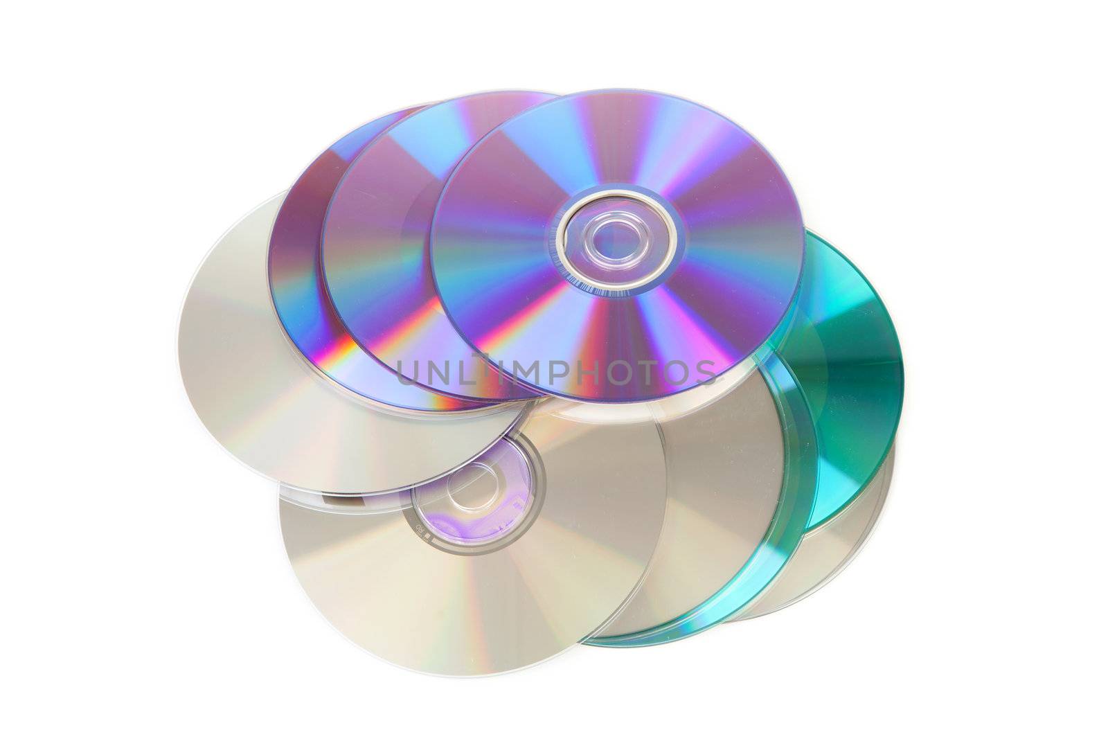 colorful compact discs-CDs isolated on white background