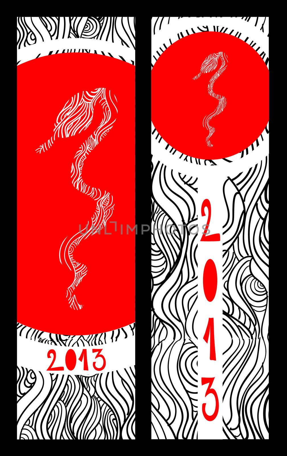 Chinese New Year of the Snake brush illustration background. 