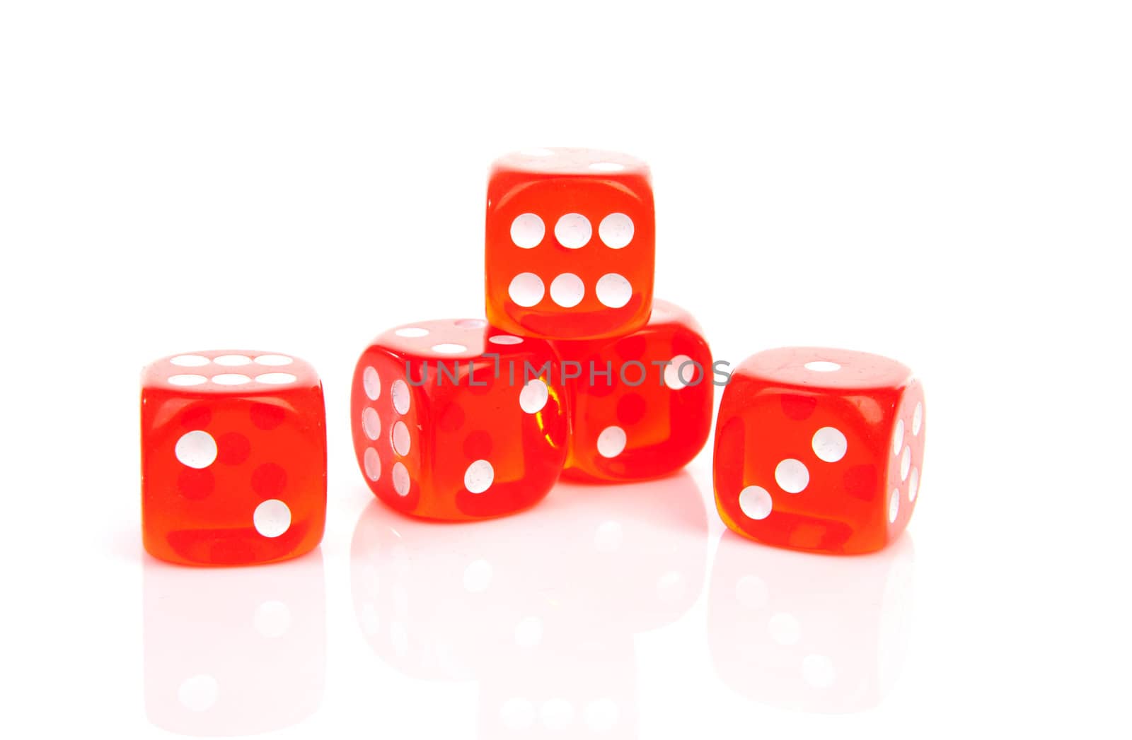 couple of red dices isolated on white background
