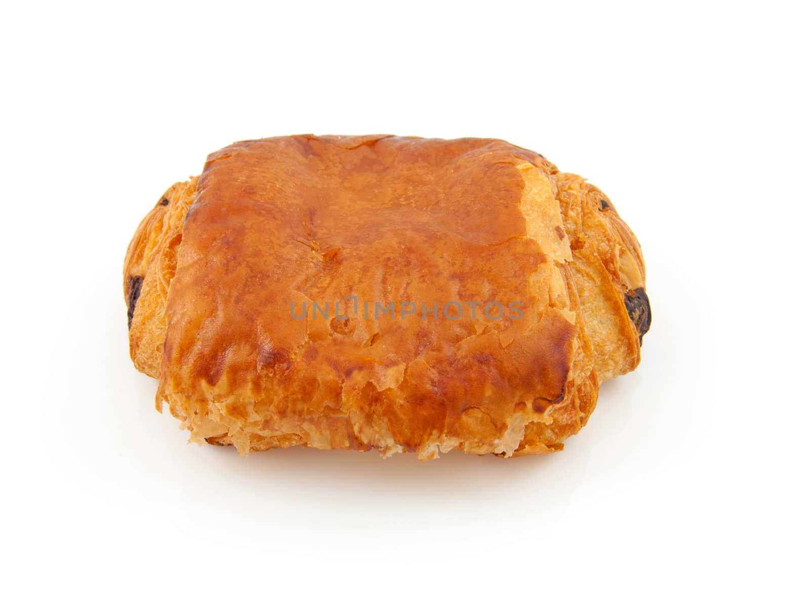French chocolate roll isolated on white background