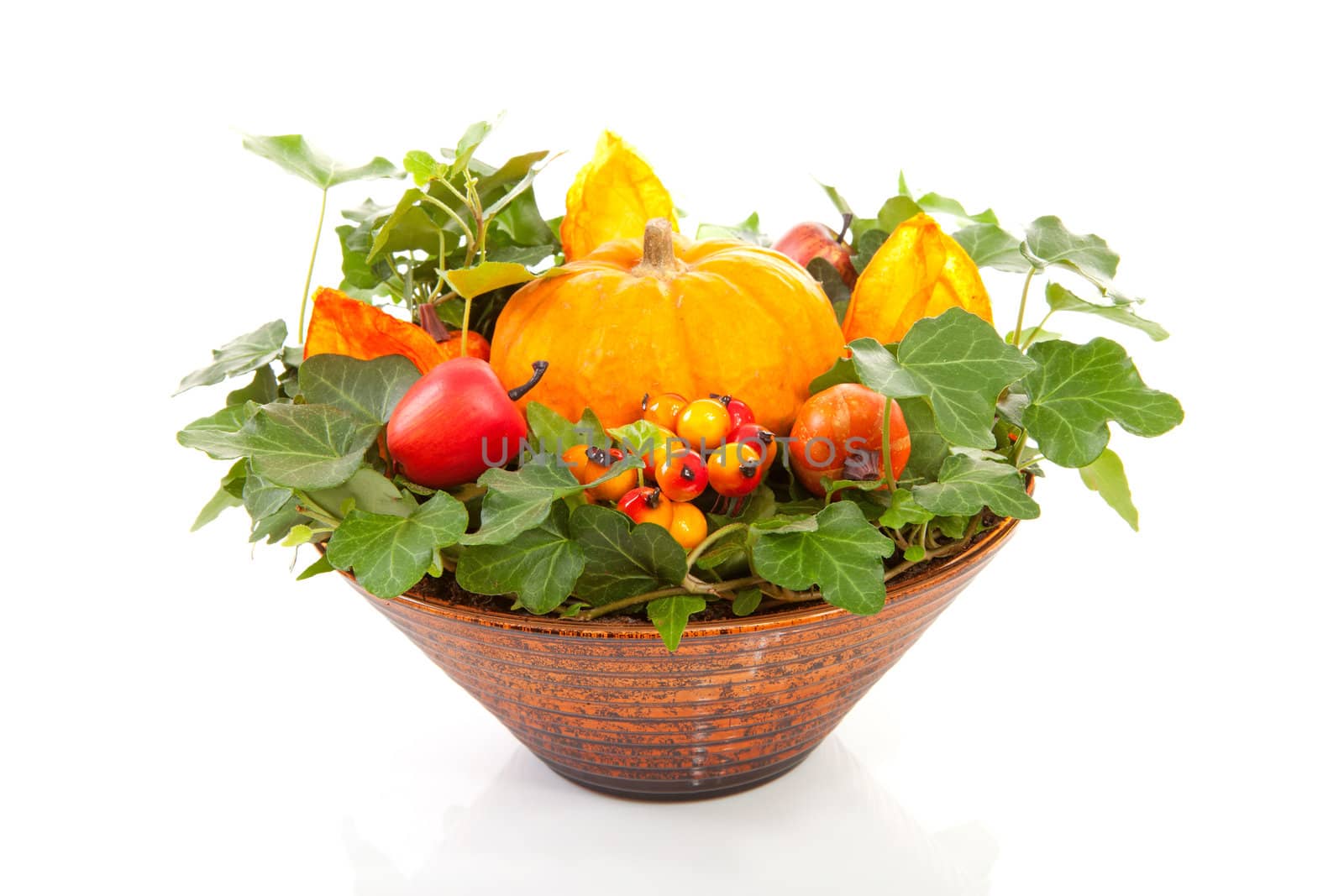 flower arrangement for halloween over white background