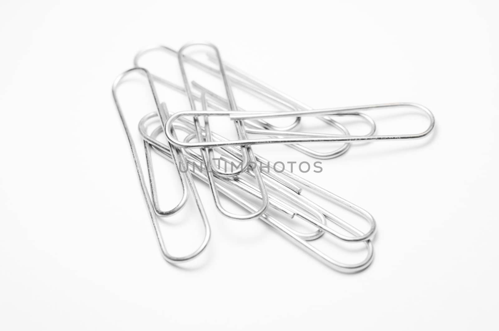 Close up of isolated metal paper clips