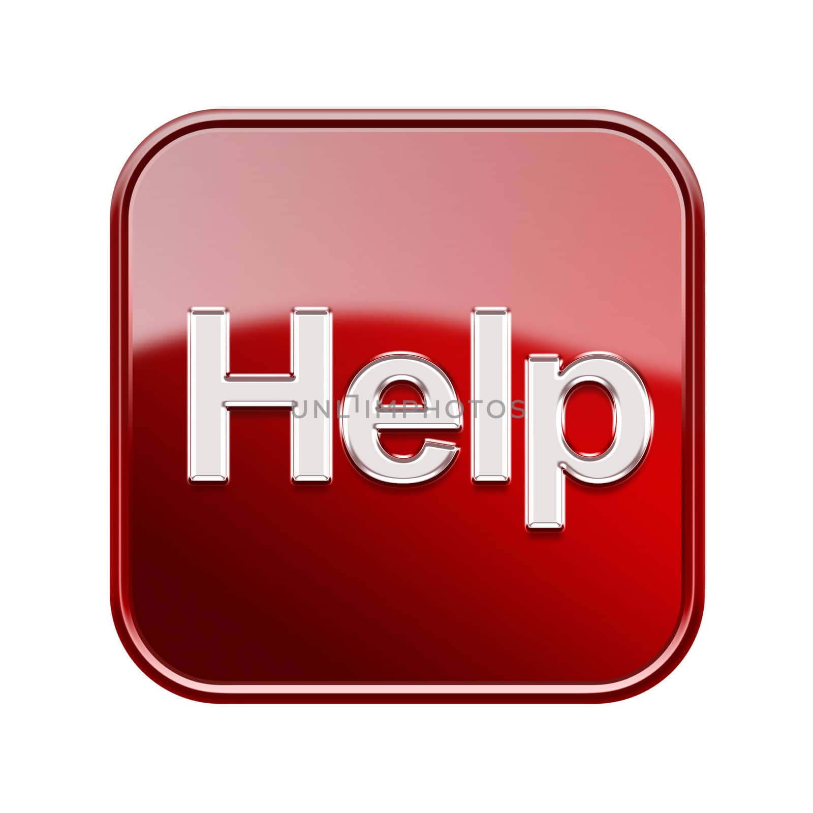 Help icon glossy red, isolated on white background