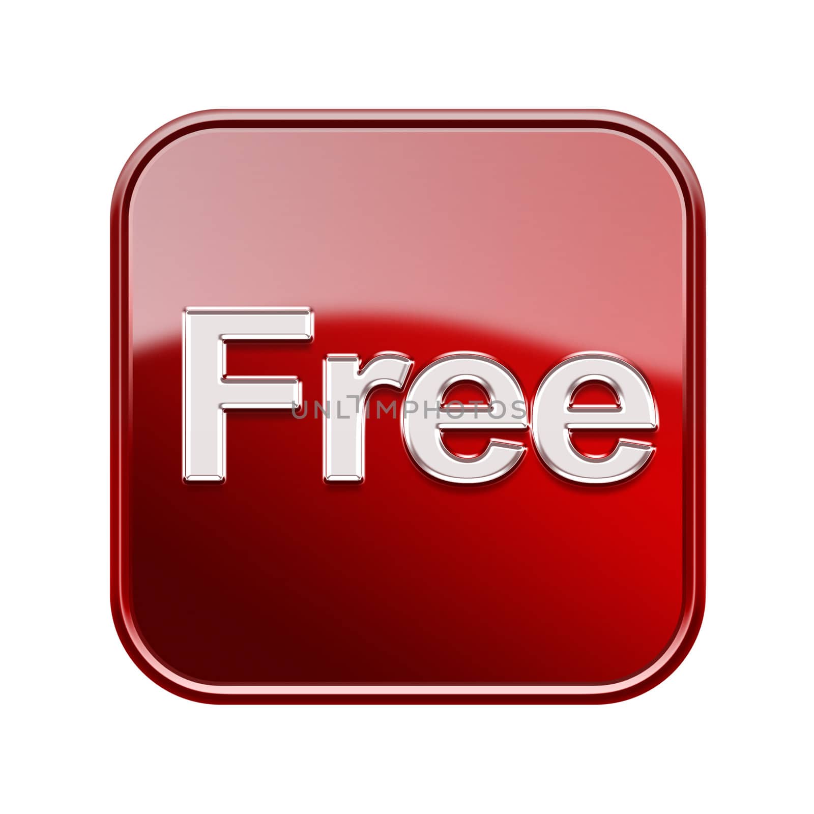 ree icon glossy red, isolated on white background