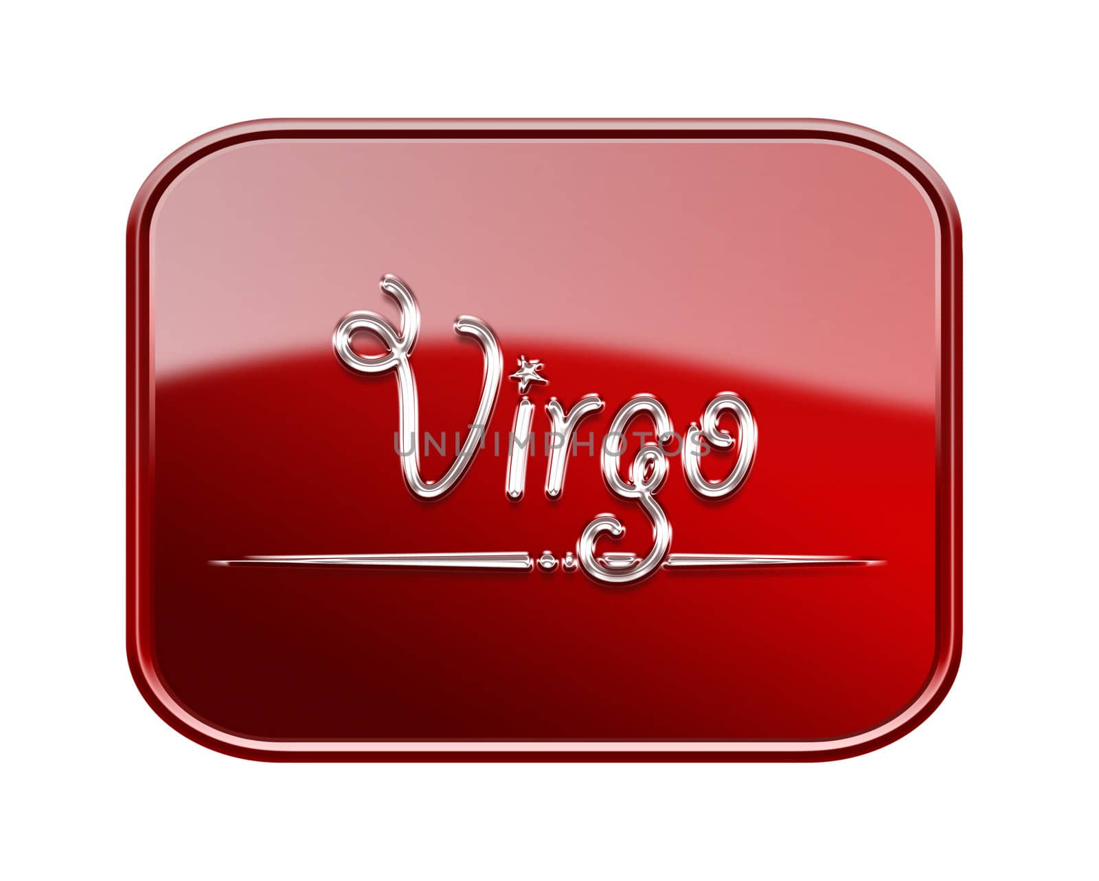 Virgo zodiac icon red glossy, isolated on white background