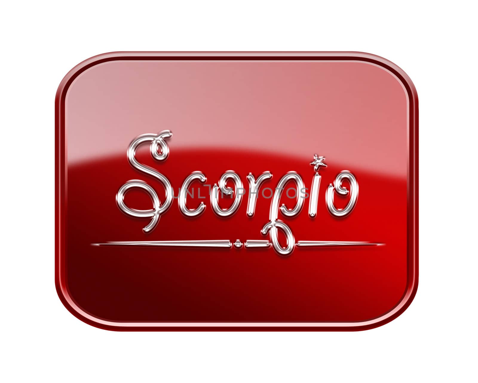 Scorpio zodiac icon red glossy, isolated on white background