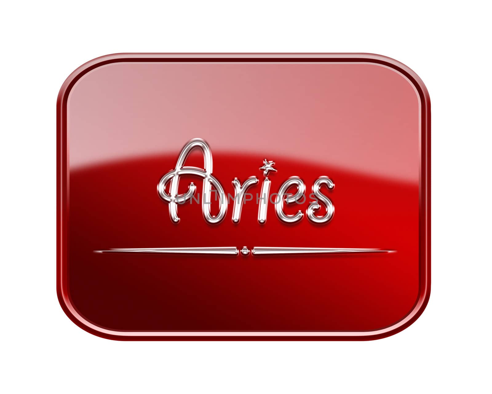 Aries zodiac icon red glossy, isolated on white background by zeffss