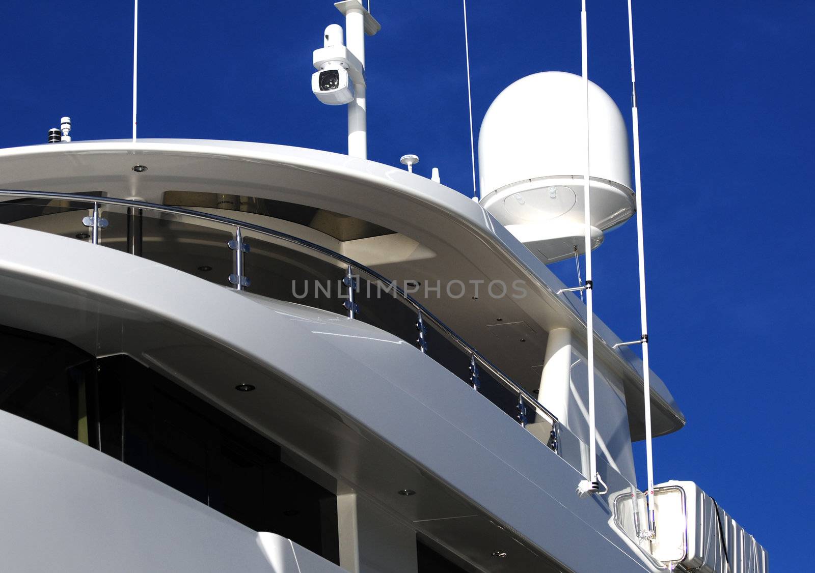Close up of radar and night vision camera on yacht