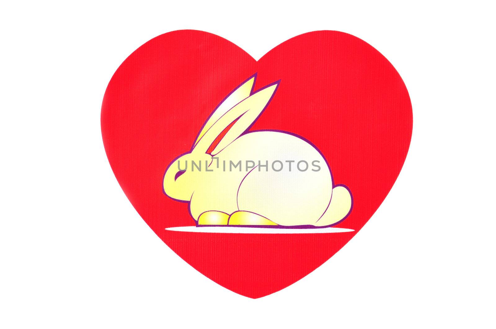 Bunny of love. Rabbit in a red heart.