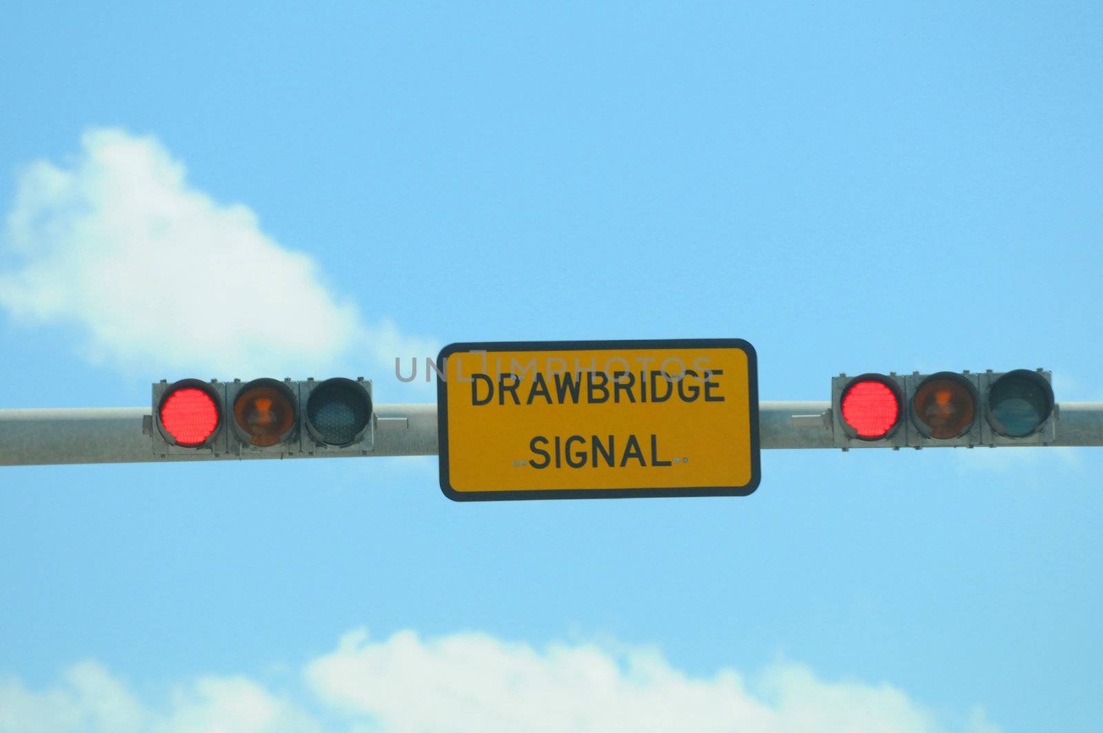 stop for drawbridge sign for a warning when bridge is up