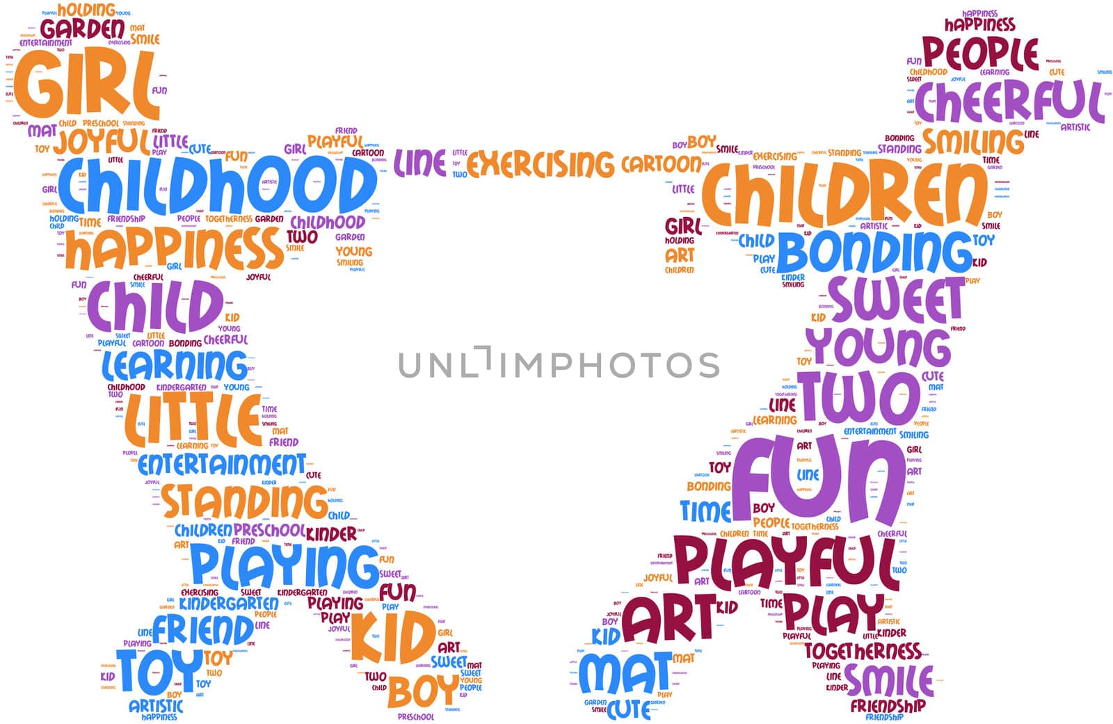 tug of war pictogram - playing children tag cloud