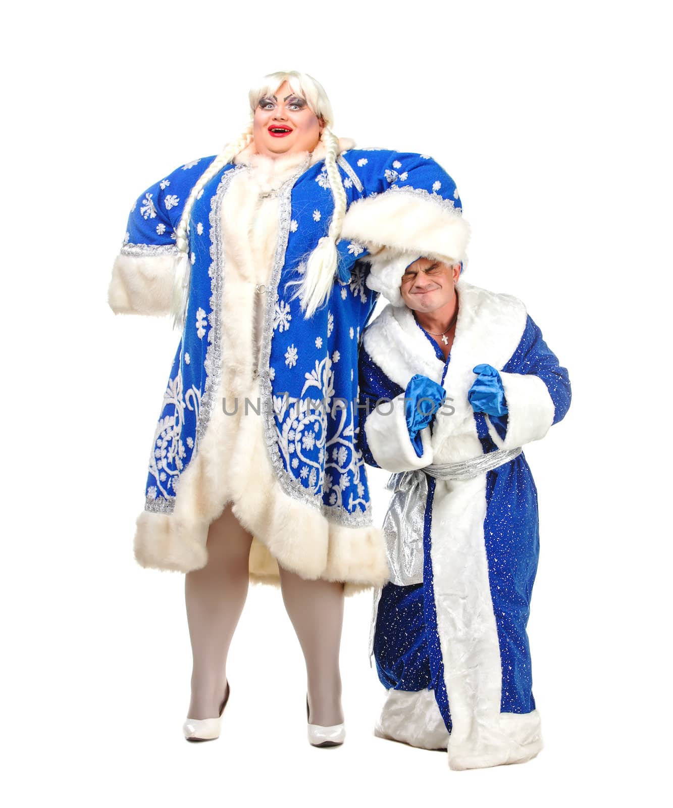 Travesty Actors Genre Depict Santa Claus and Snow Maiden by Discovod