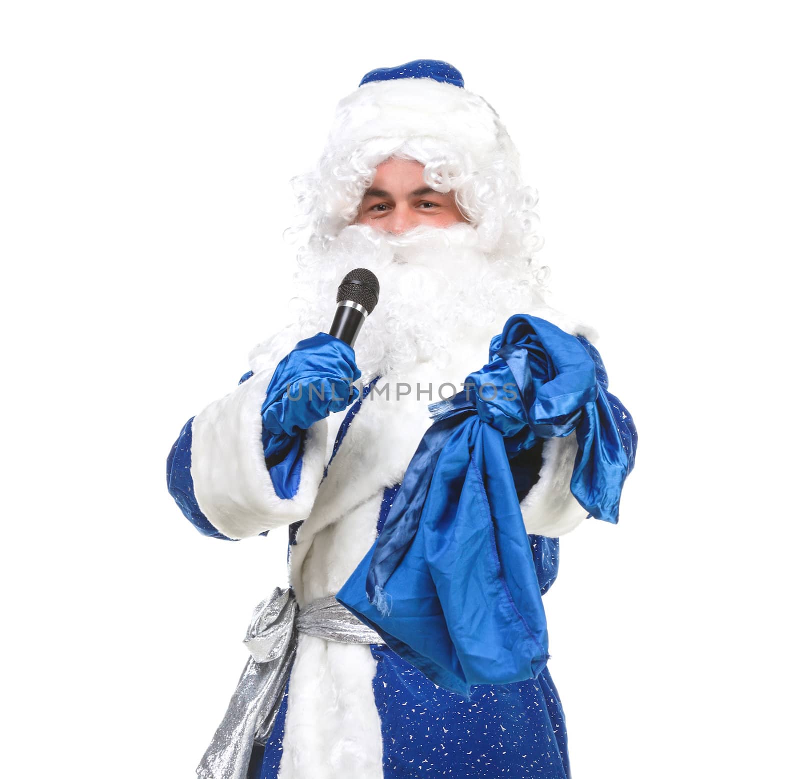 Travesty Actors Genre Depict Santa Claus, on white background
