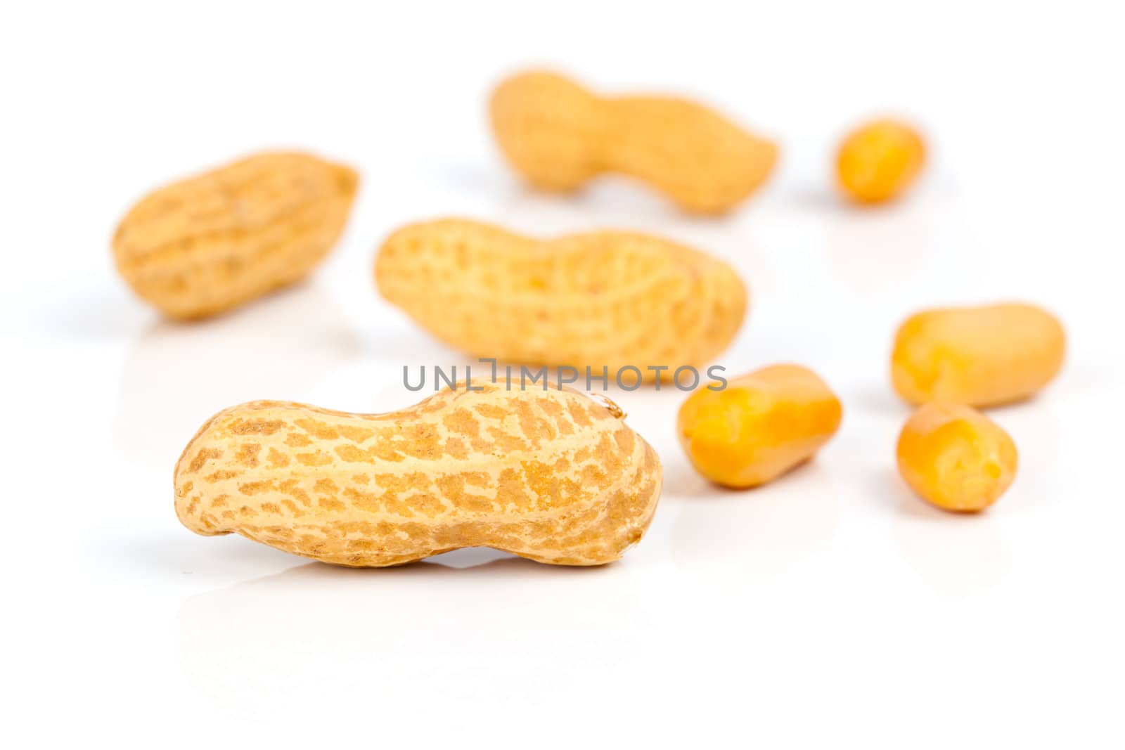 Peanuts, on white background