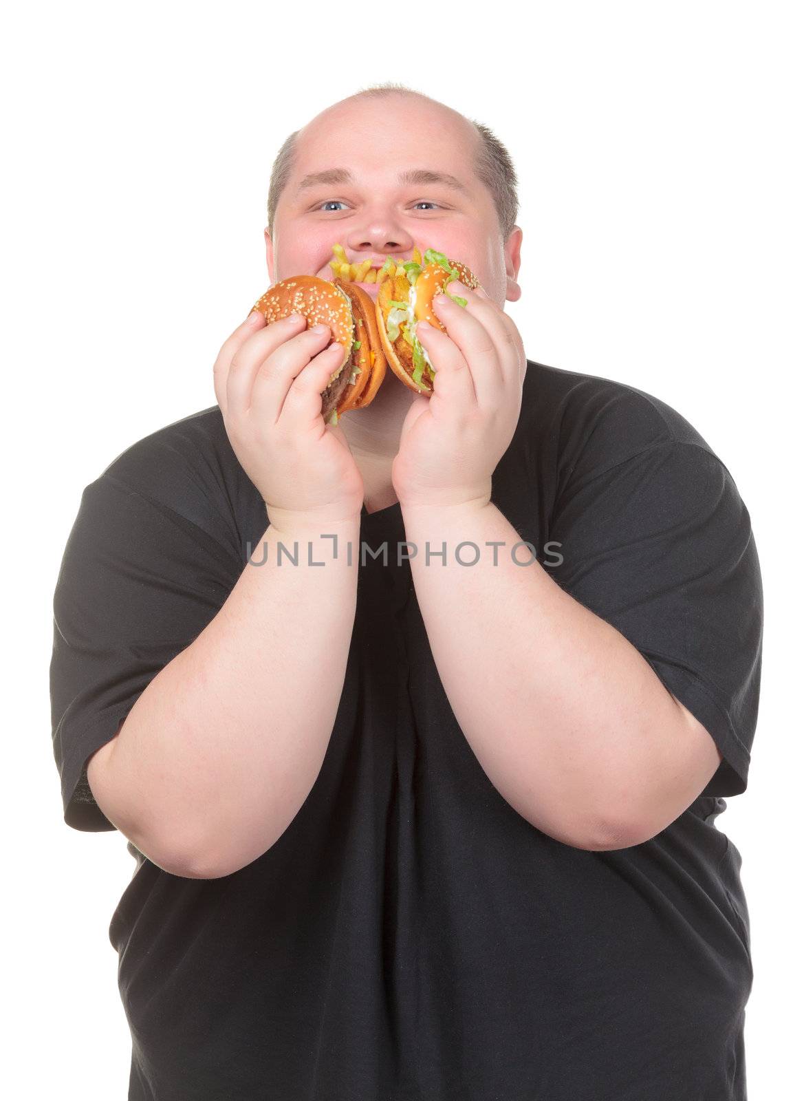 Fat Man Looks Lustfully at a Burger by Discovod