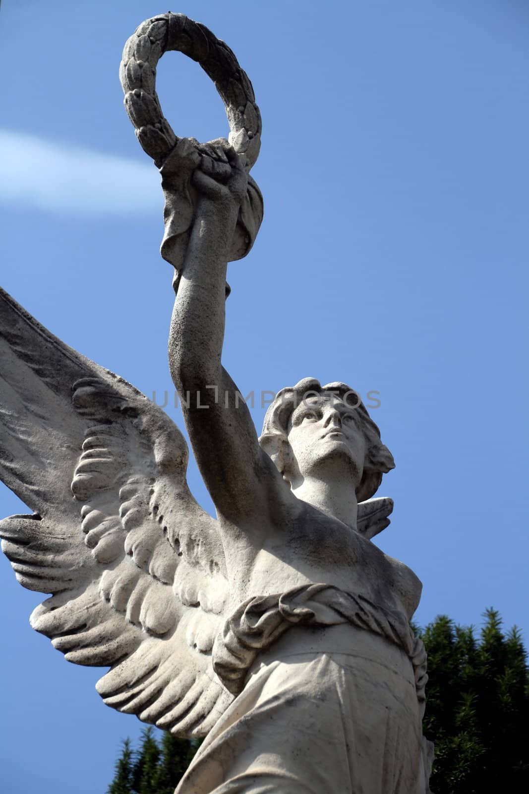 War Memorial Sculpture. Stone Angel in Marano, Italy.