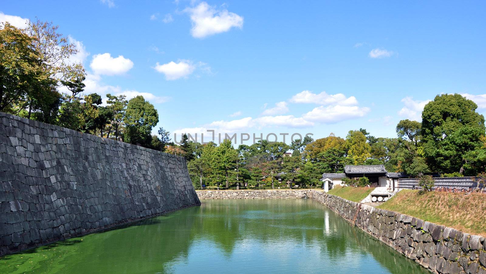 Japanese pond at Nijo castle, kyoto, japan 