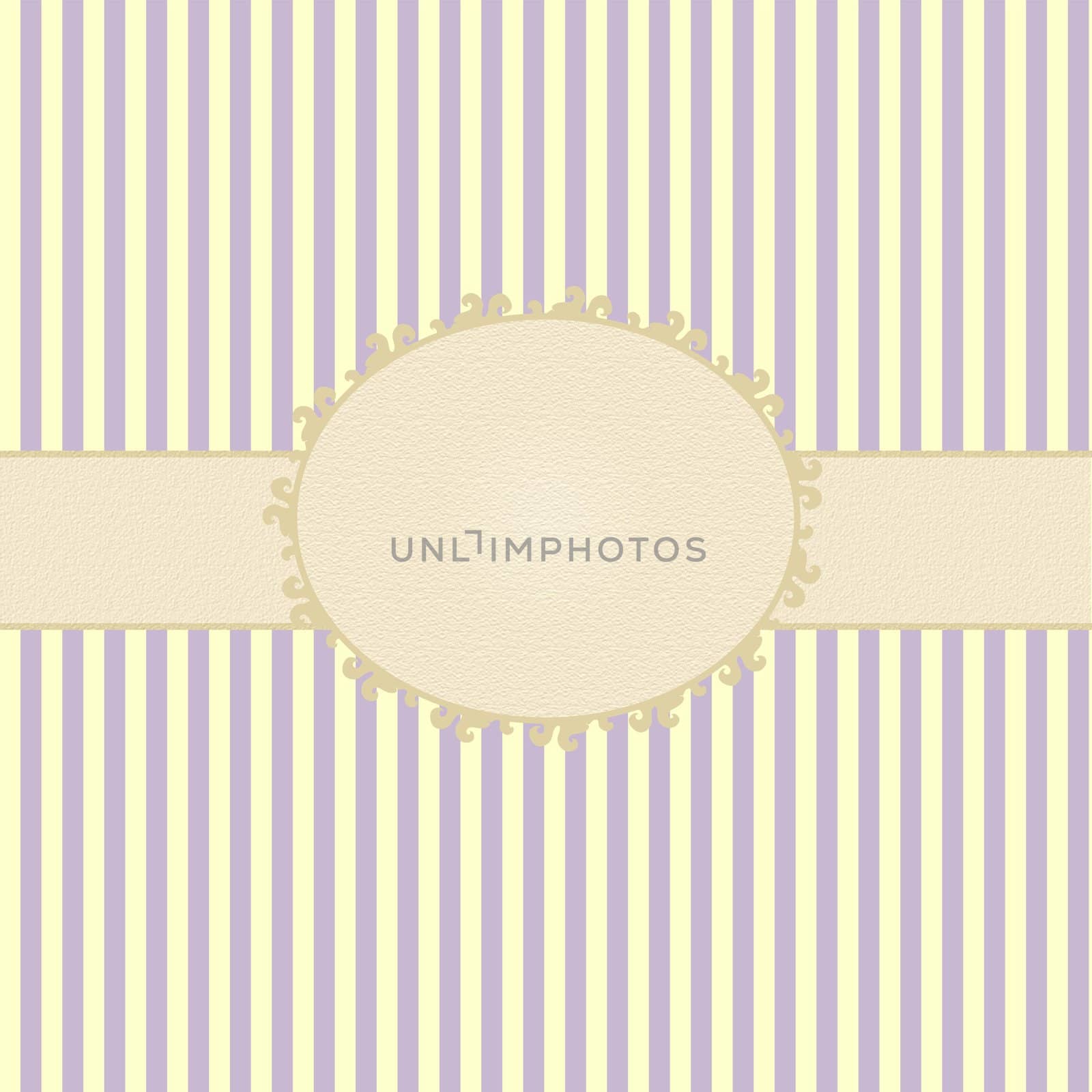 Colorful striped background with label and ribbon