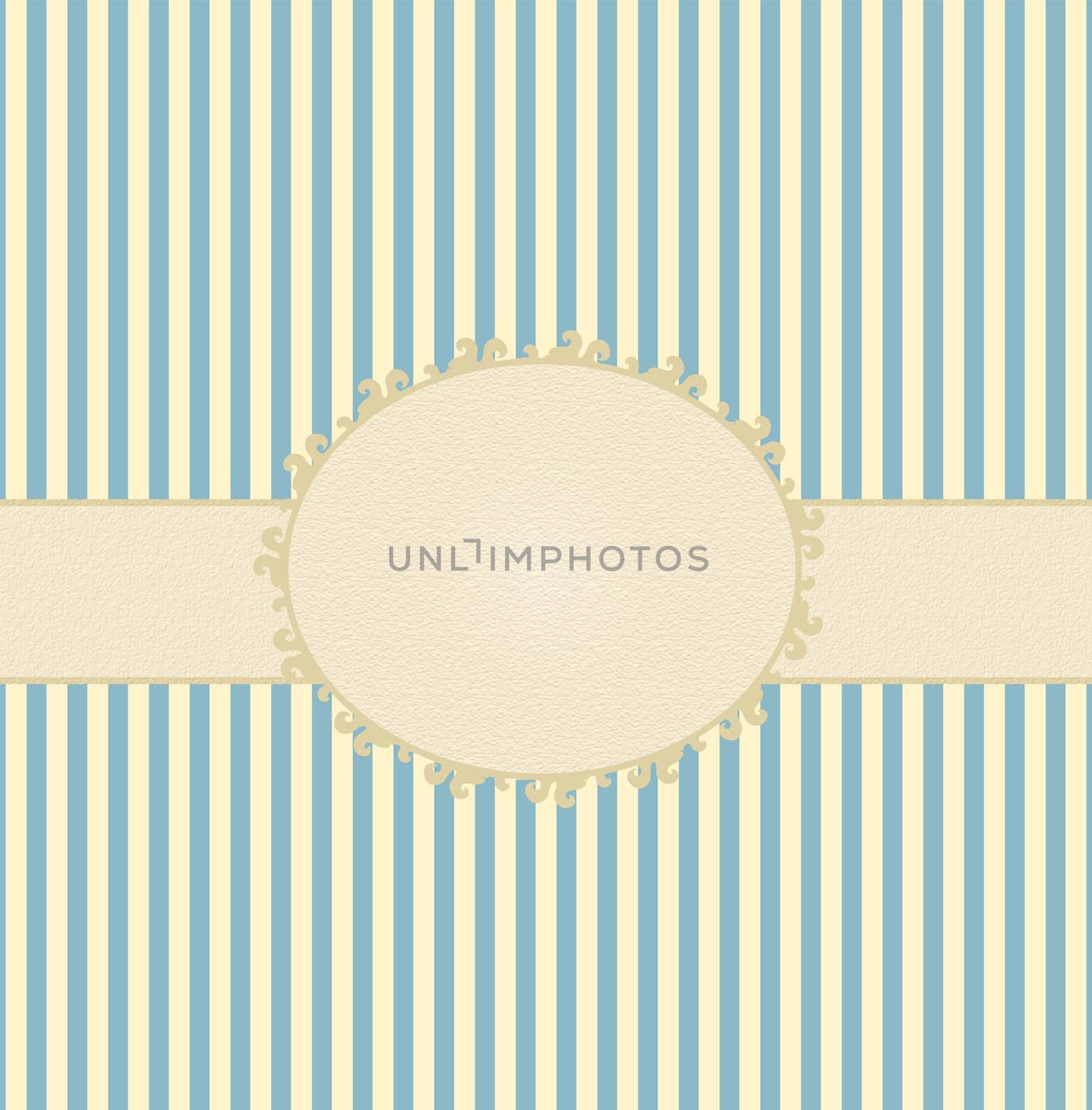 Colorful striped background with label and ribbon