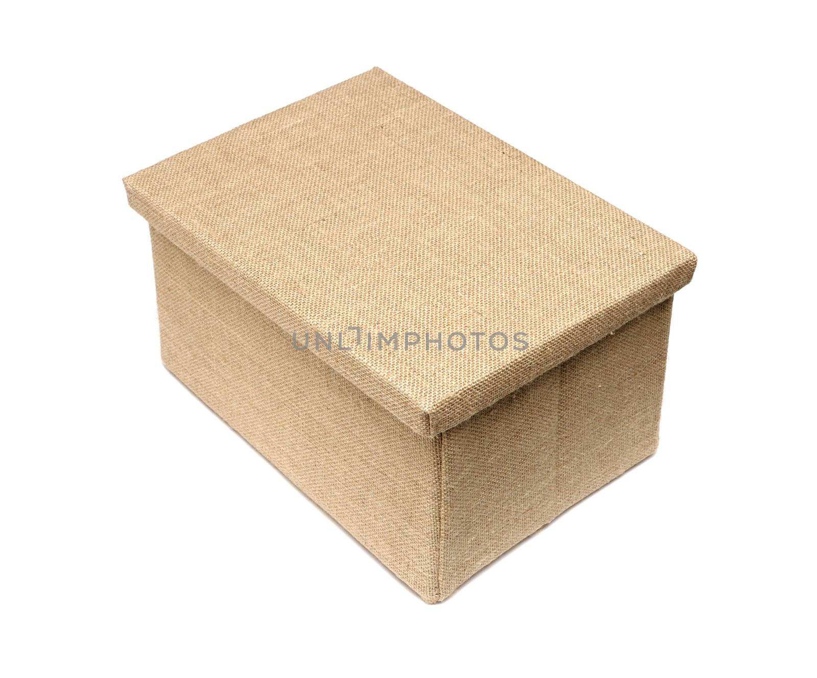 large box wrapped by burlap canvas