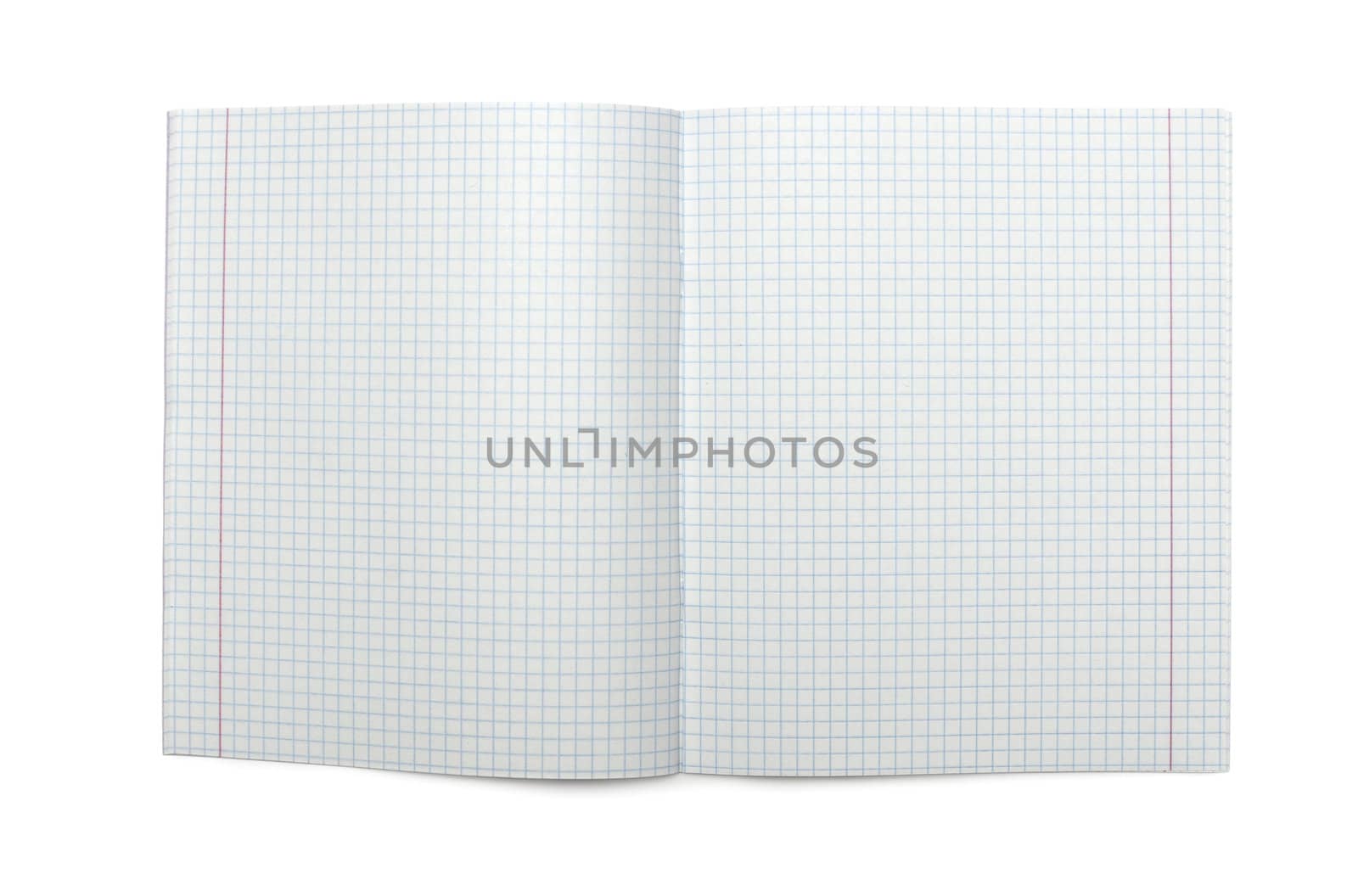 Open blank checked notebook isolated on white background cutout by DNKSTUDIO