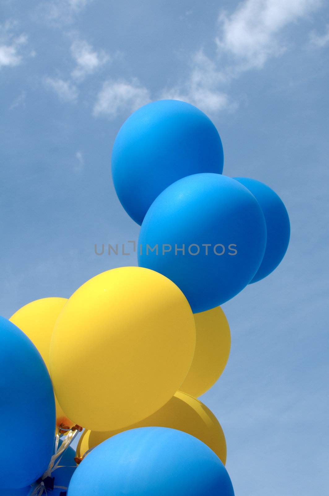 multicolored balloons in the city festival by DNKSTUDIO