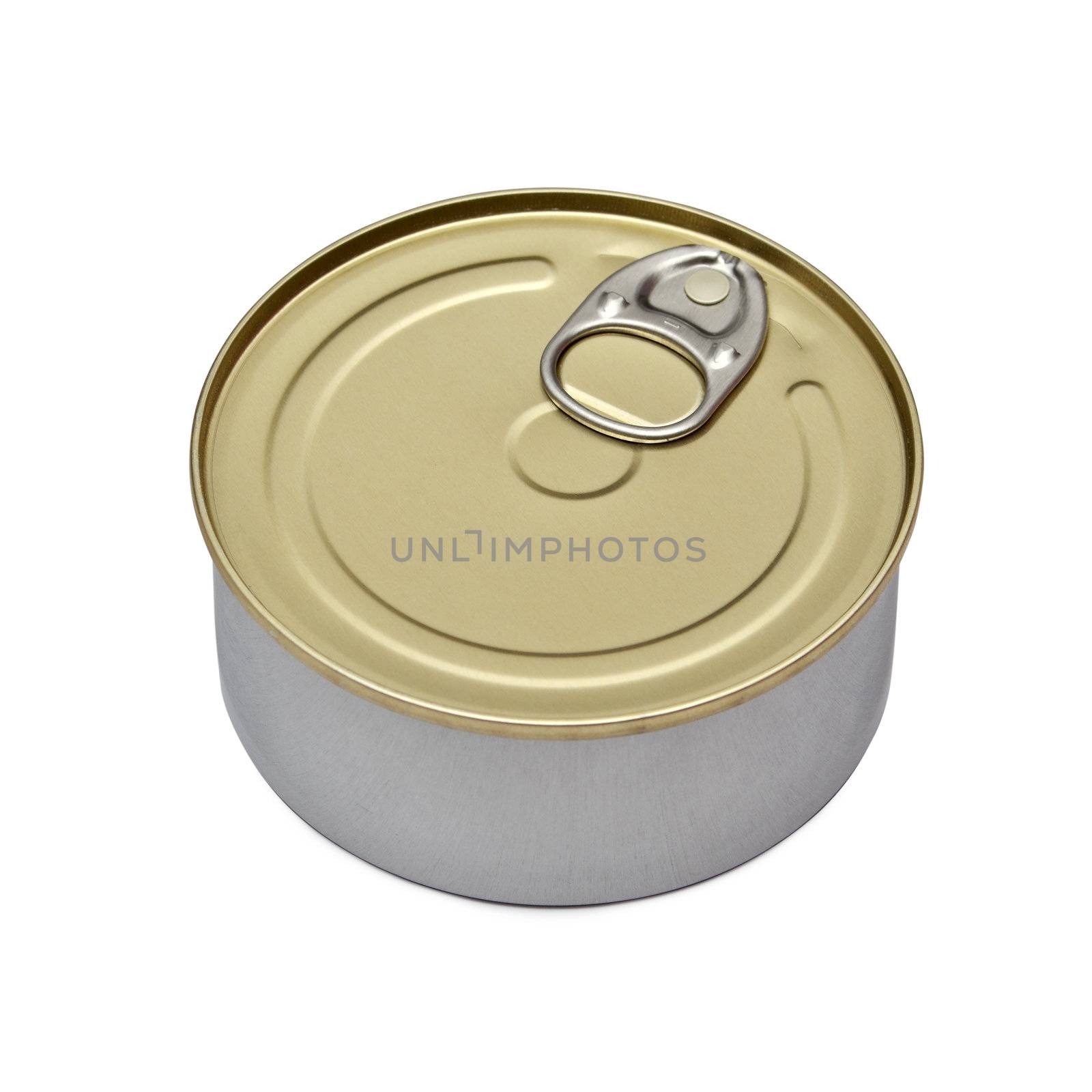Single metal can isolated on white background