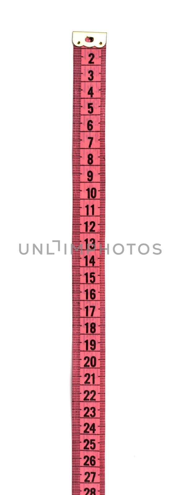 pink measuring tape isolated on white background