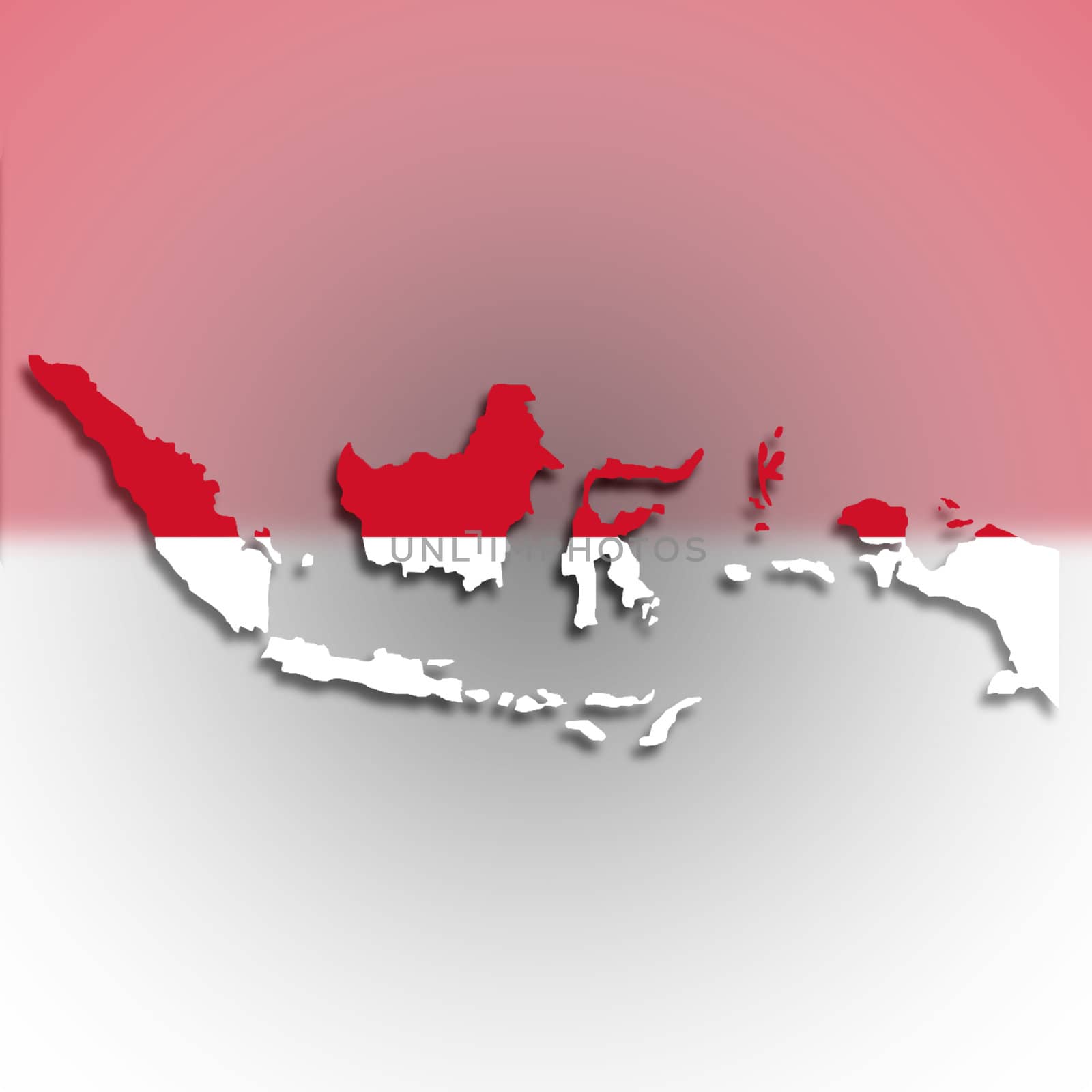 Map of Indonesia filled with flag, isolated