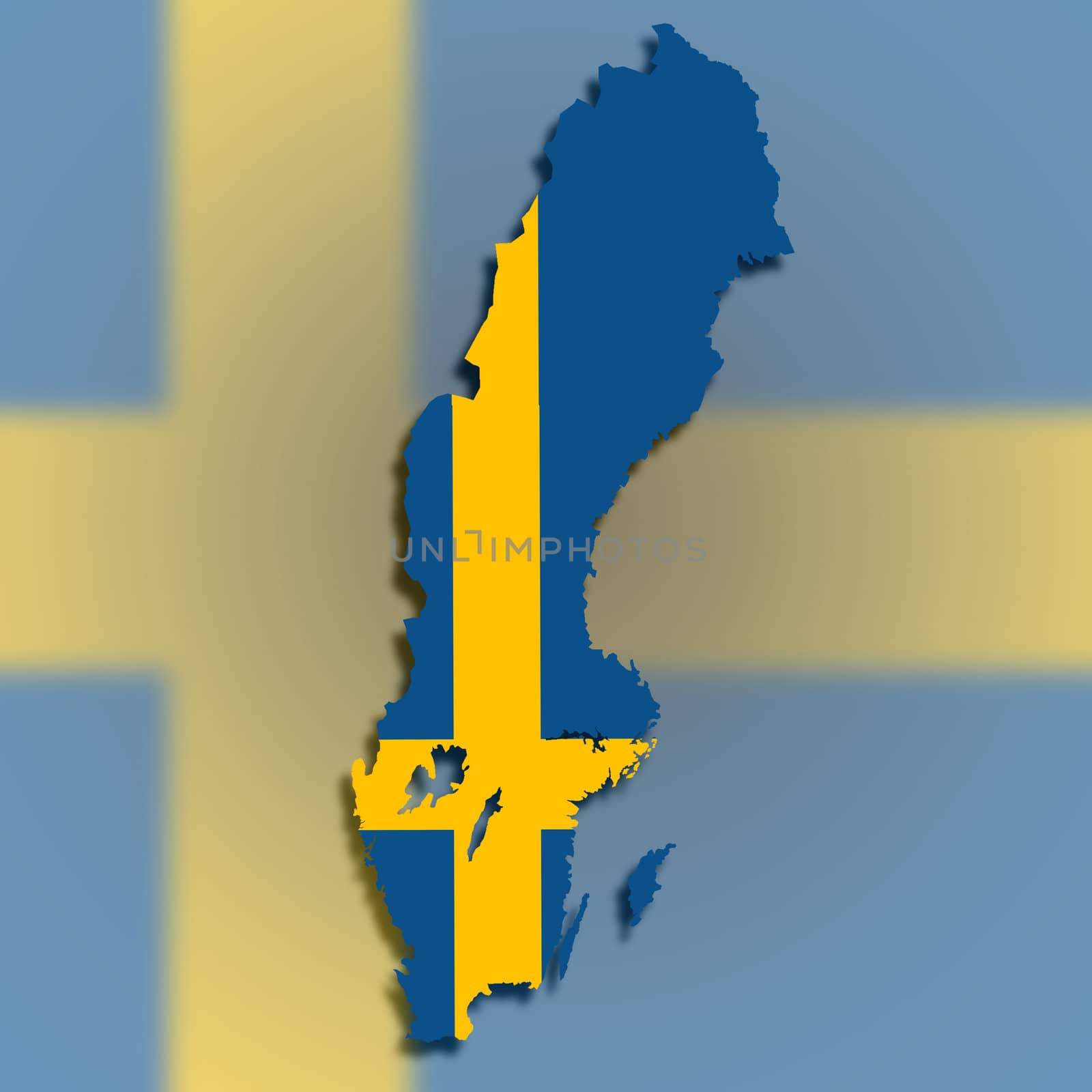 Map of Sweden filled with flag by michaklootwijk