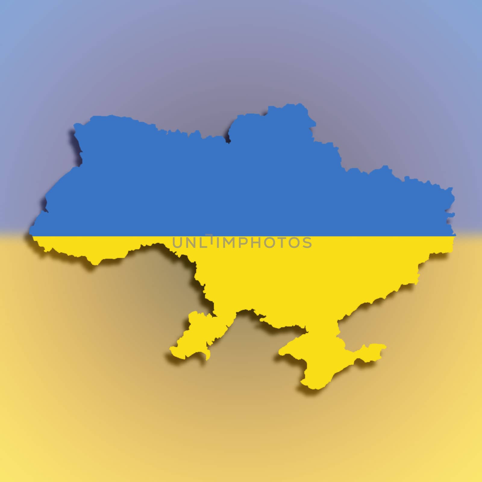 Map of the Ukraine filled with flag by michaklootwijk