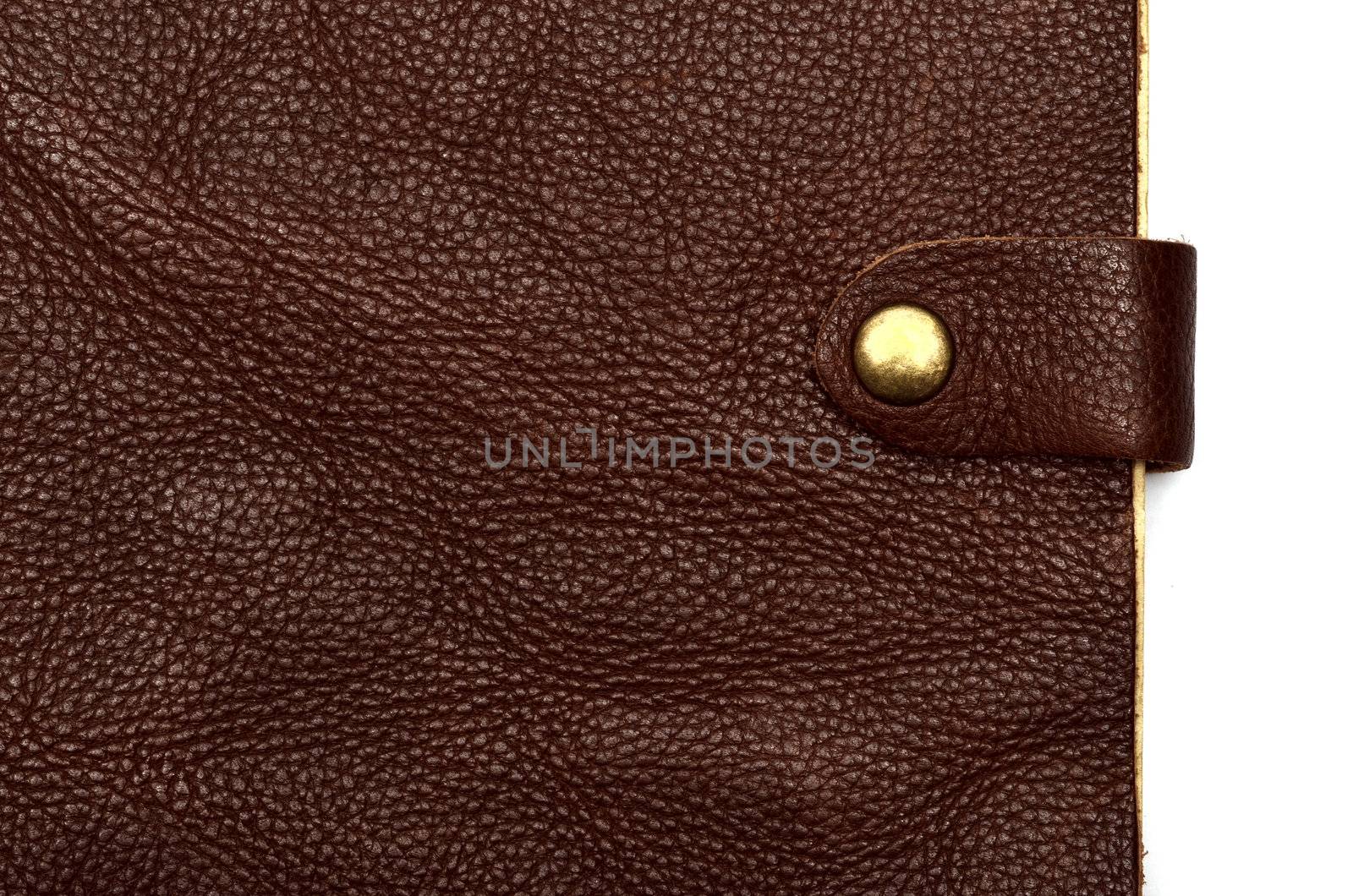 handmade leather brown notebook isolated on white