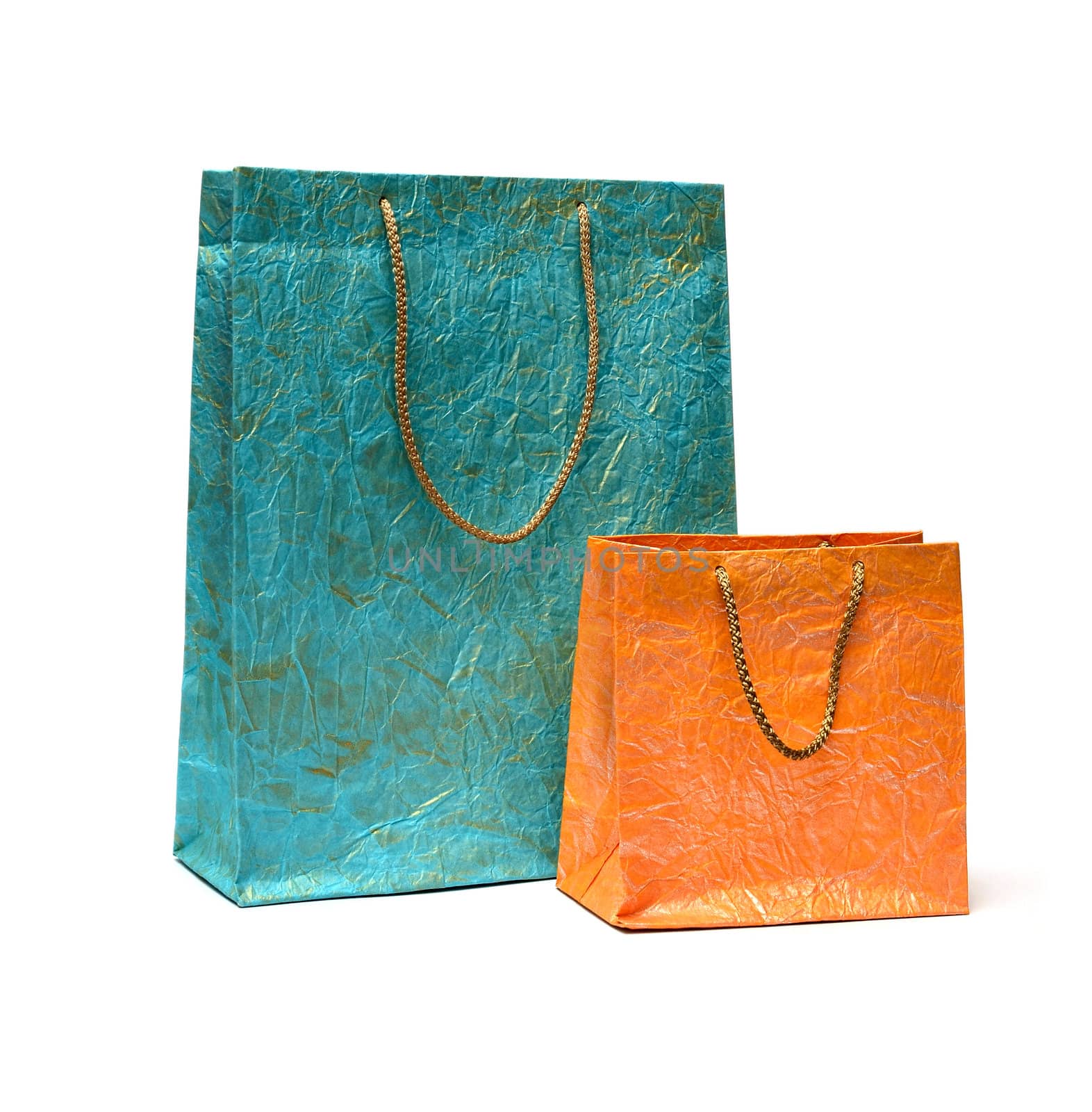 Two paper shopping bags on white background