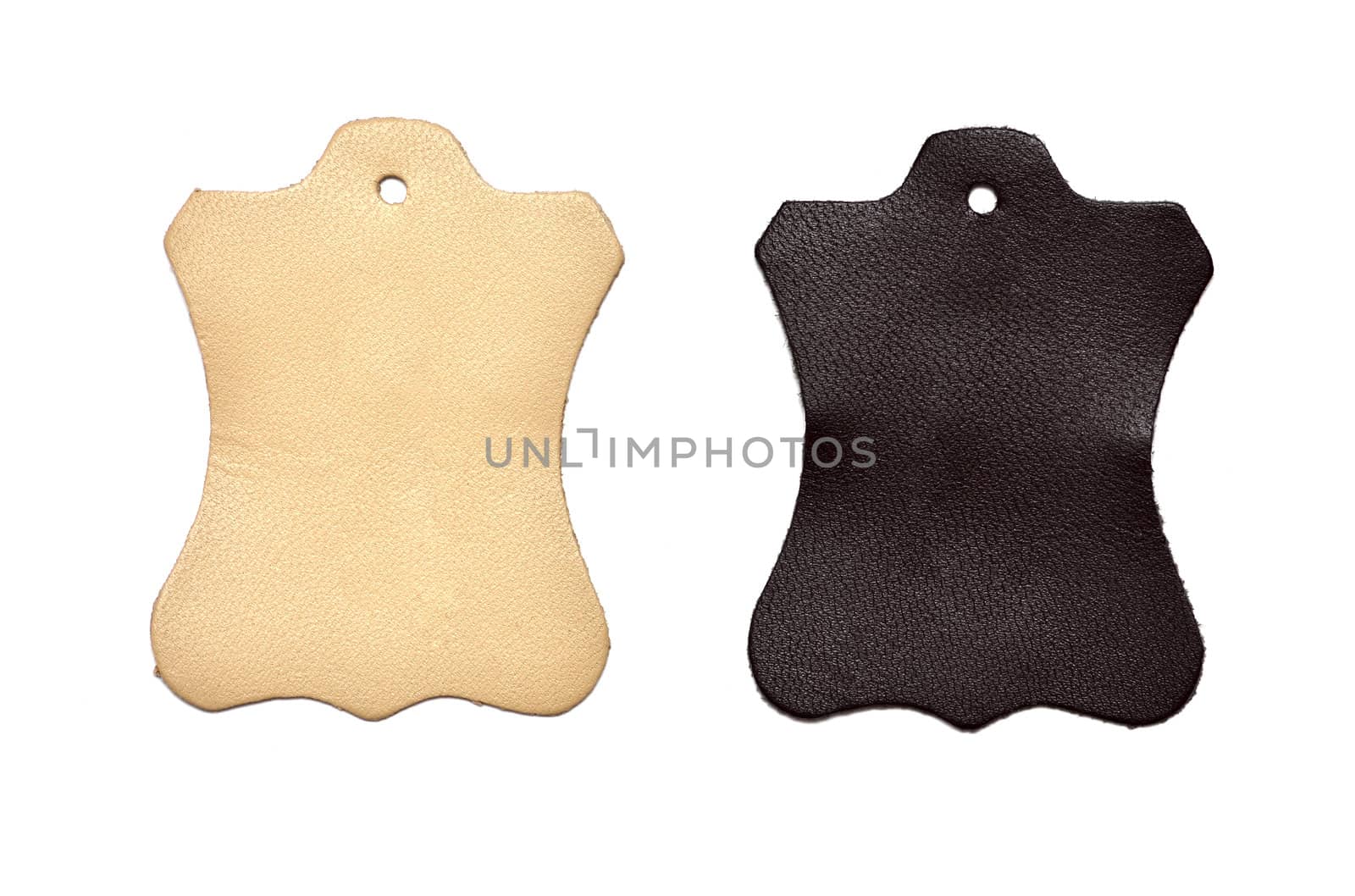 leather tags or label on white background