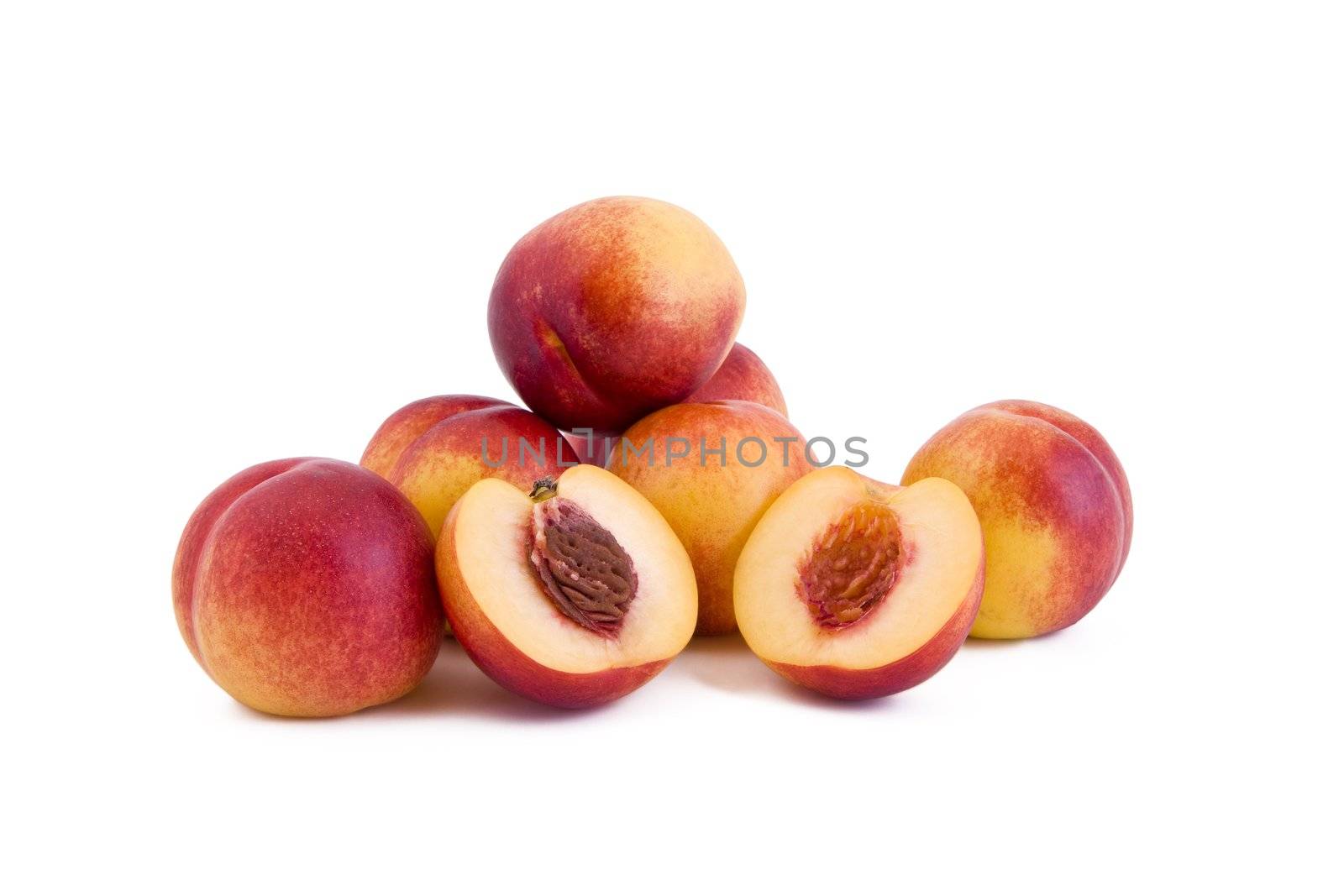 Red peach, fruit isolated on white background