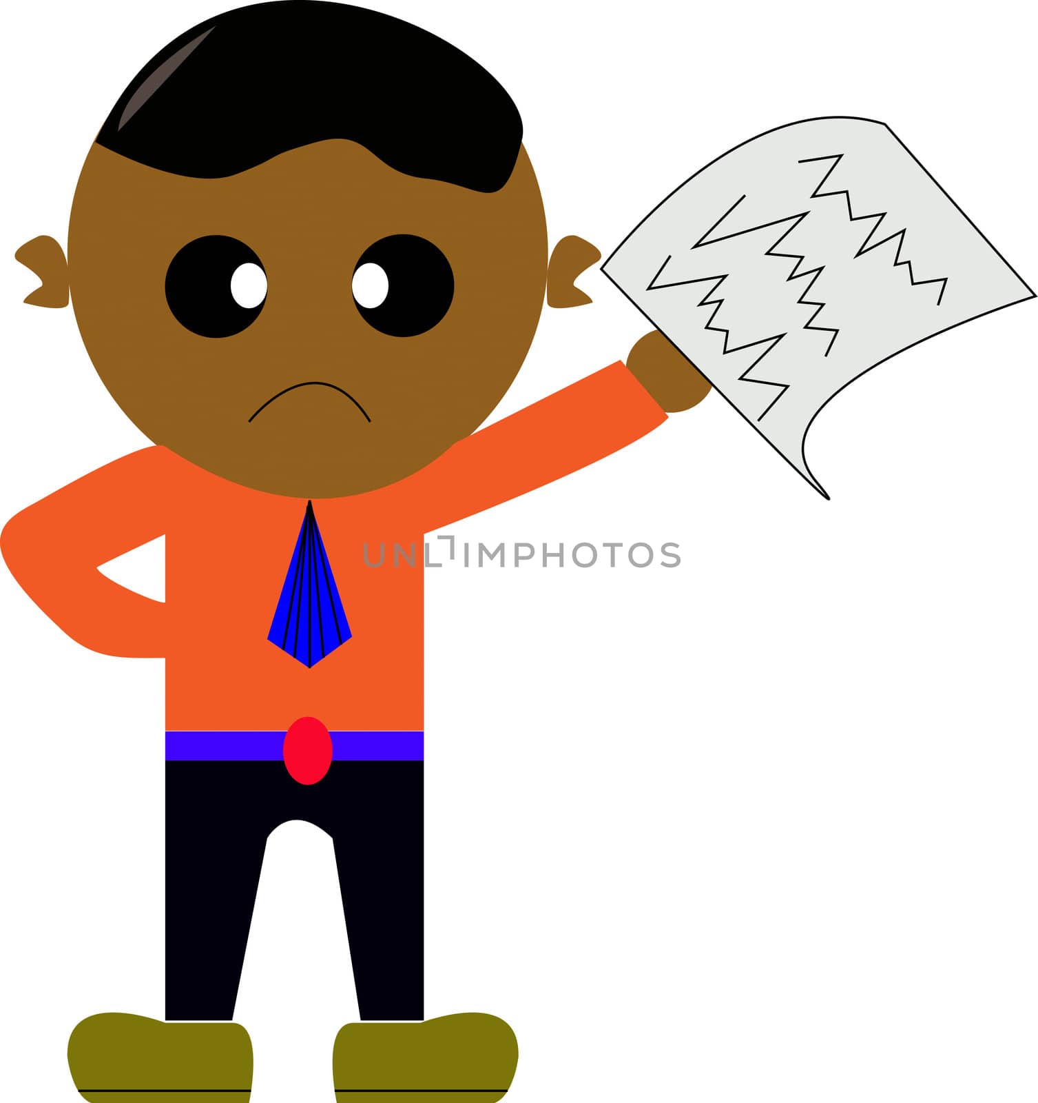 Illustration of a cartoon cute businessman for use in protest, etc.