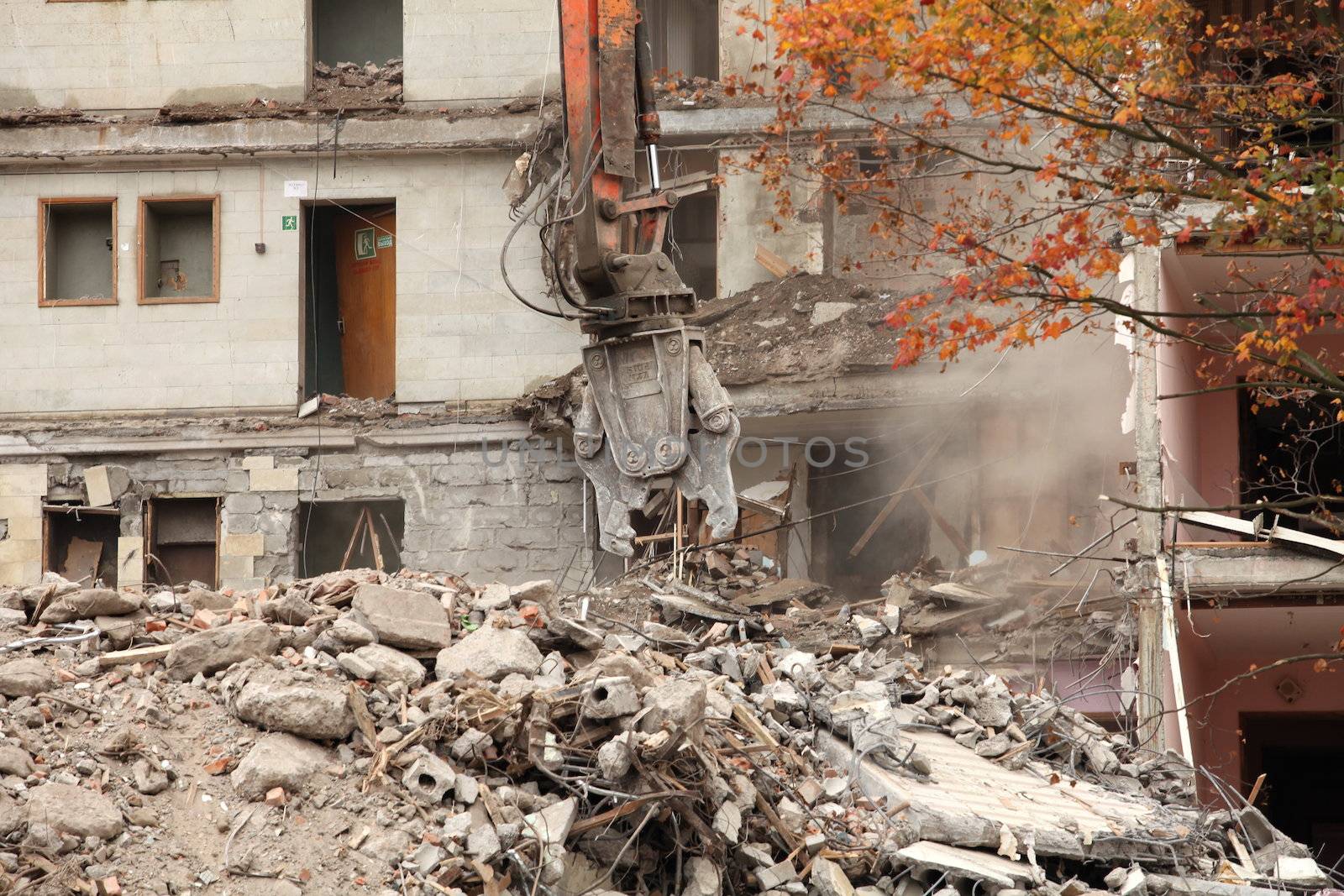 demolition of old buildings for new construction