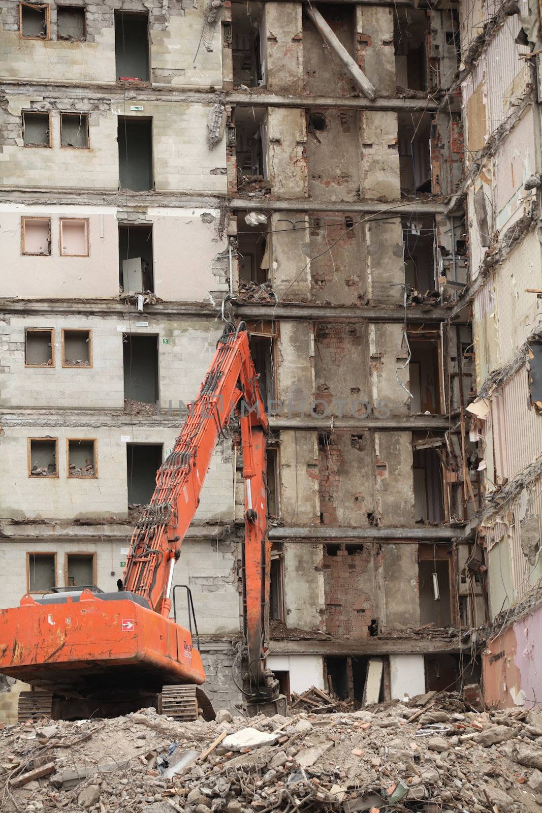 demolition of old buildings for new construction