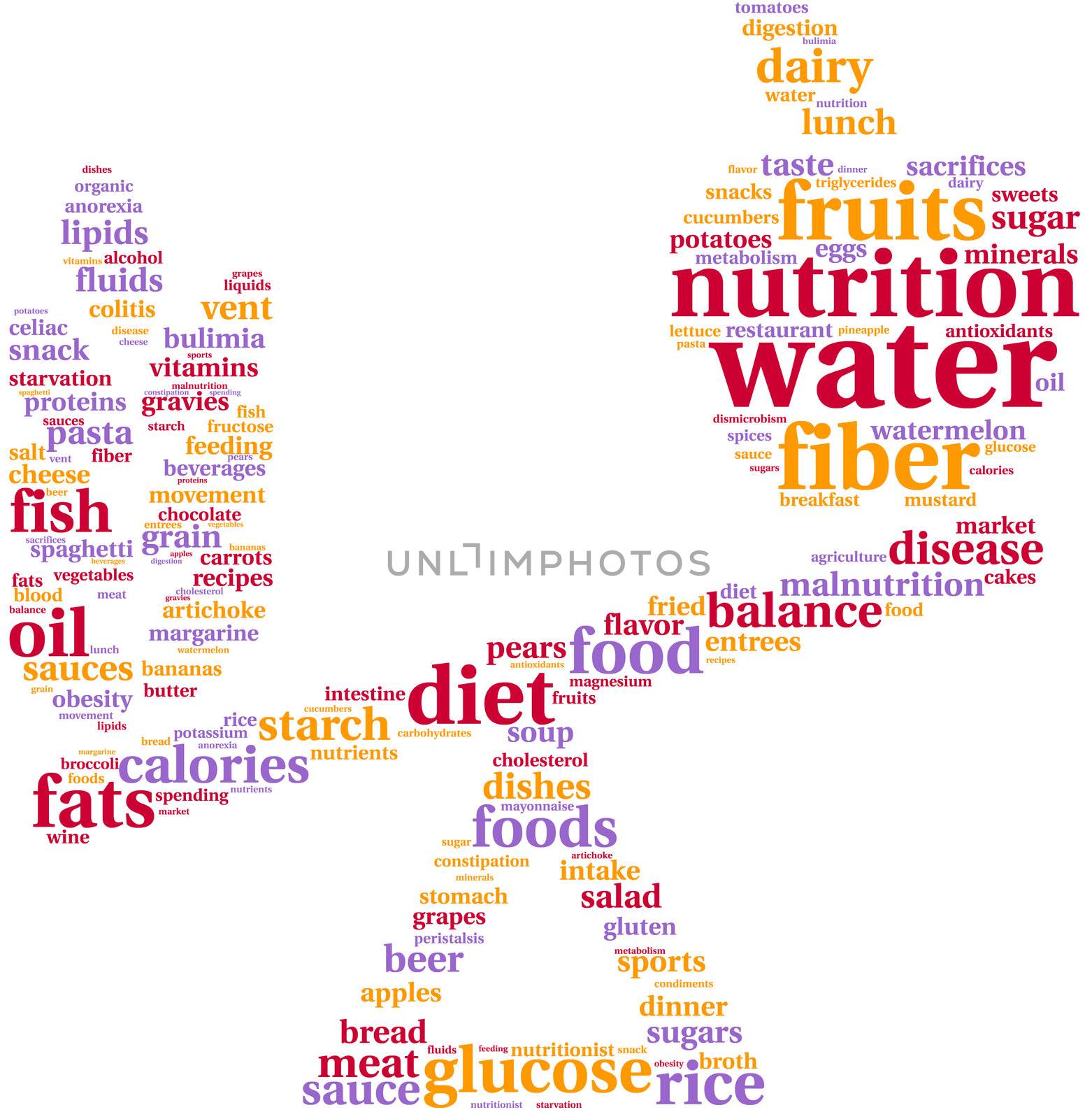 pictogram concept of balanced diet with two foods on a scale