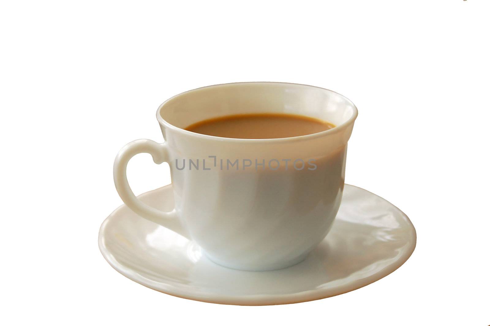 White china mug with coffe