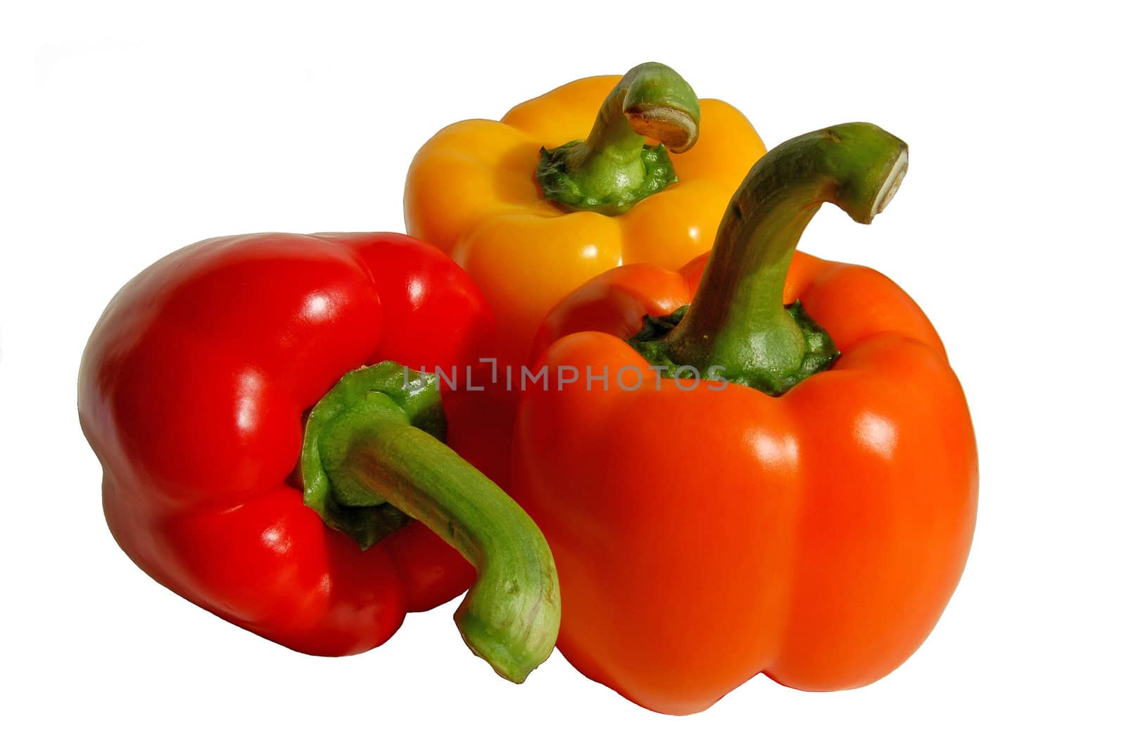 Three paprikas - orange, red and yellow