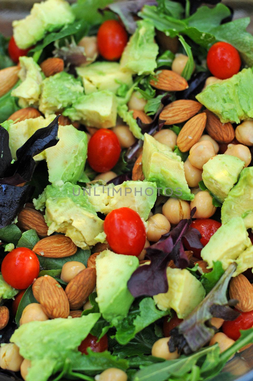 Close up of salad with vegetables and nuts