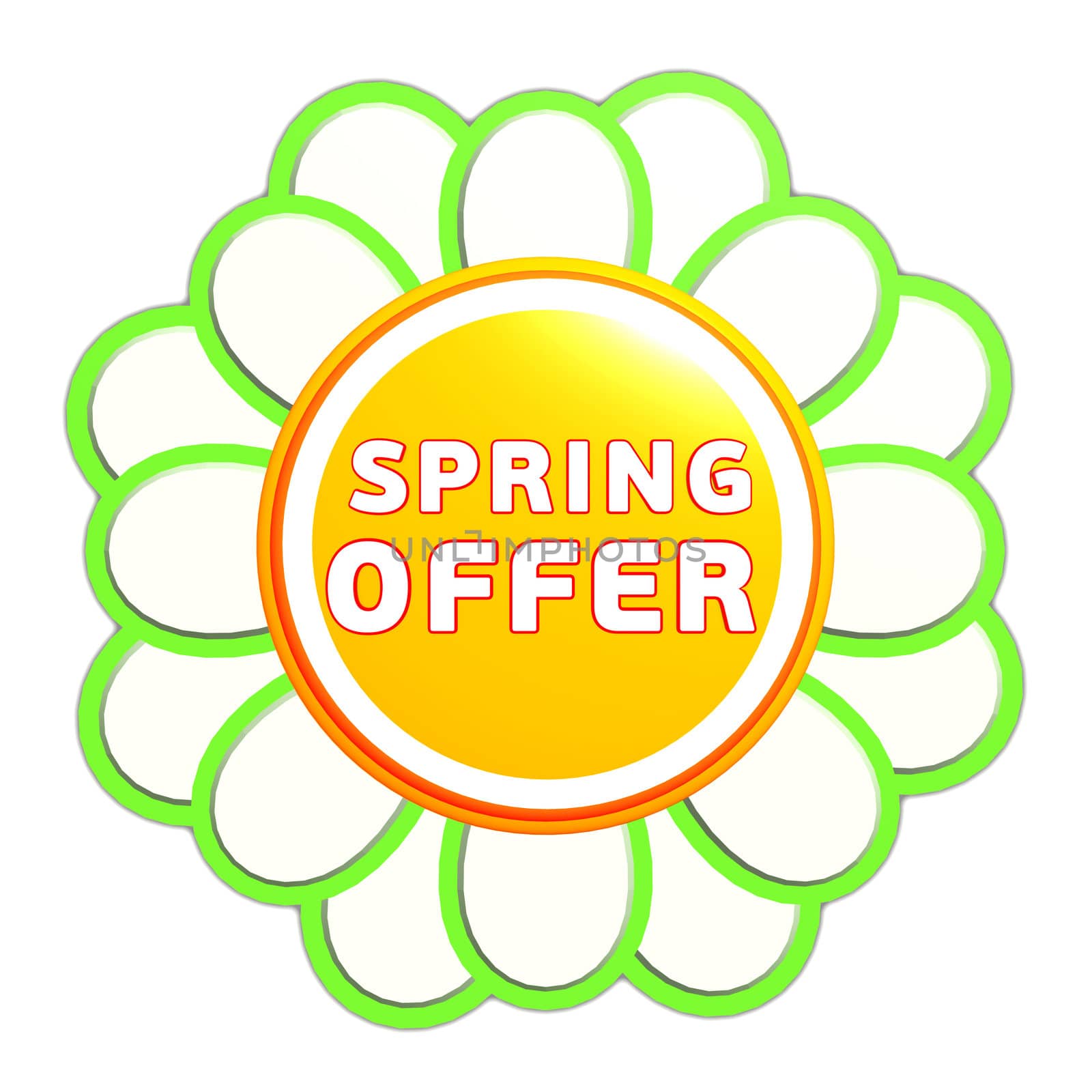 spring offer green orange flower label by marinini