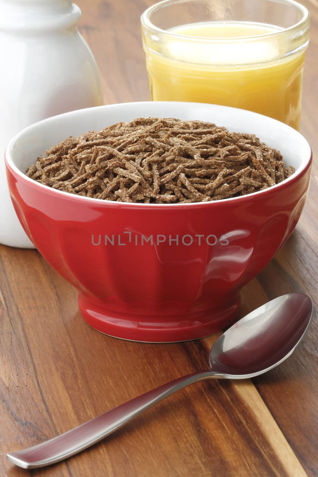 Delicious and nutritious cereal, high in bran, high in fiber, served in a beautiful  French Cafe au Lait Bowl with wide rims. In place of handles. This healthy bran cereal will be an aid to digestive health.