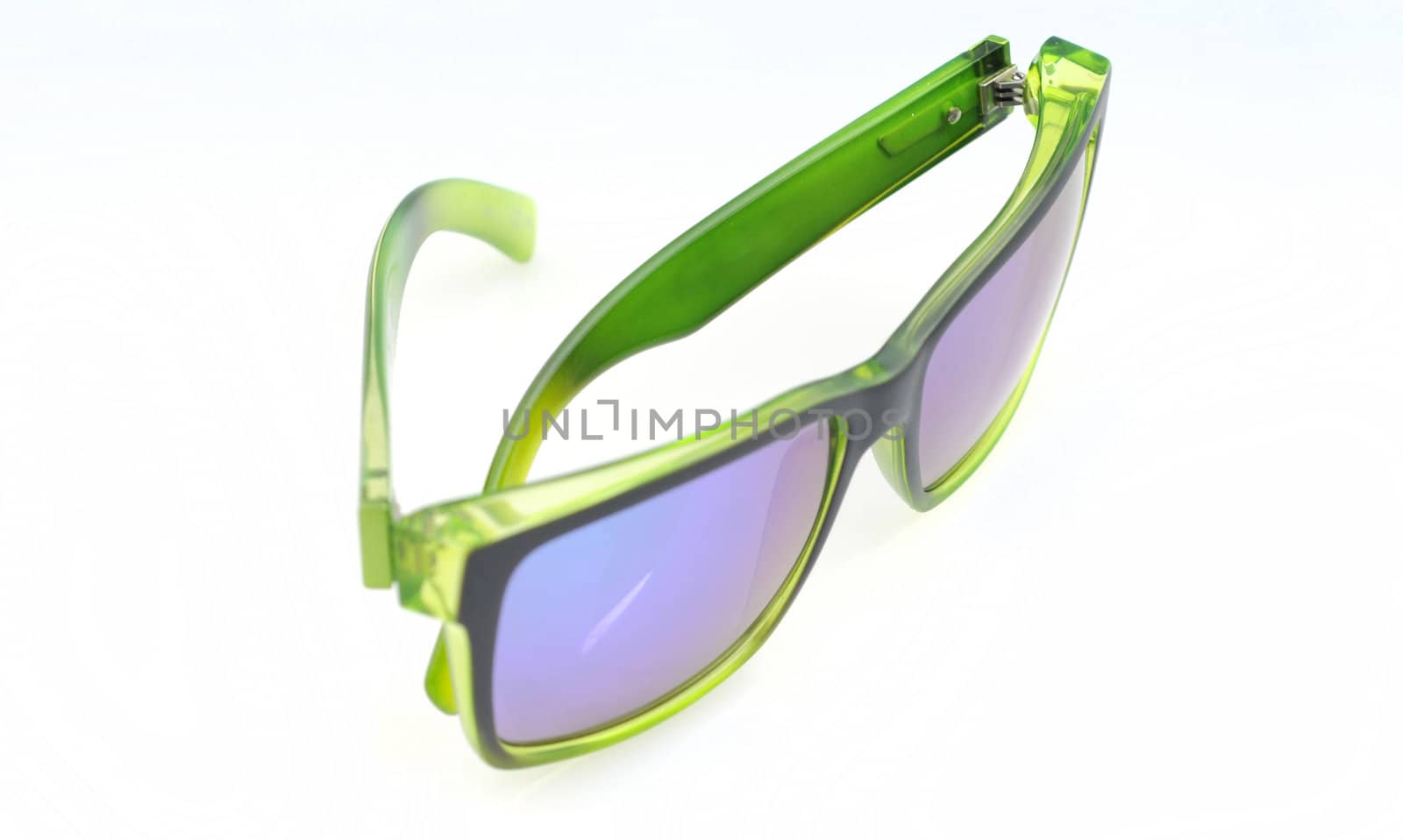 Trendy green and black sunglasses with reflective lenses
