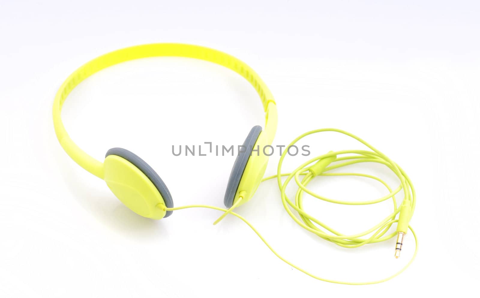 Bright yellow headphones for listing to music