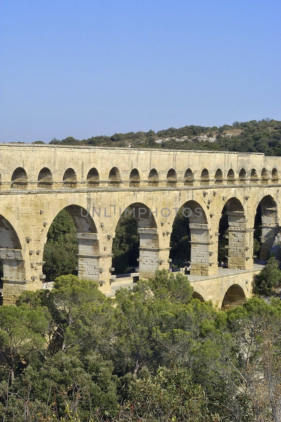 The bridge of Gard builds by the Romans and classified with the world heritage of humanity