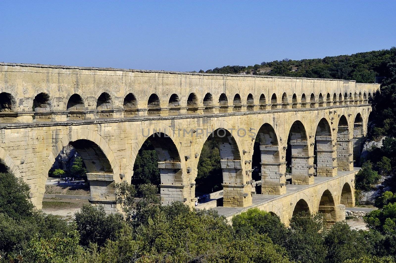 The bridge of Gard builds by the Romans and classified with the world heritage of humanity
