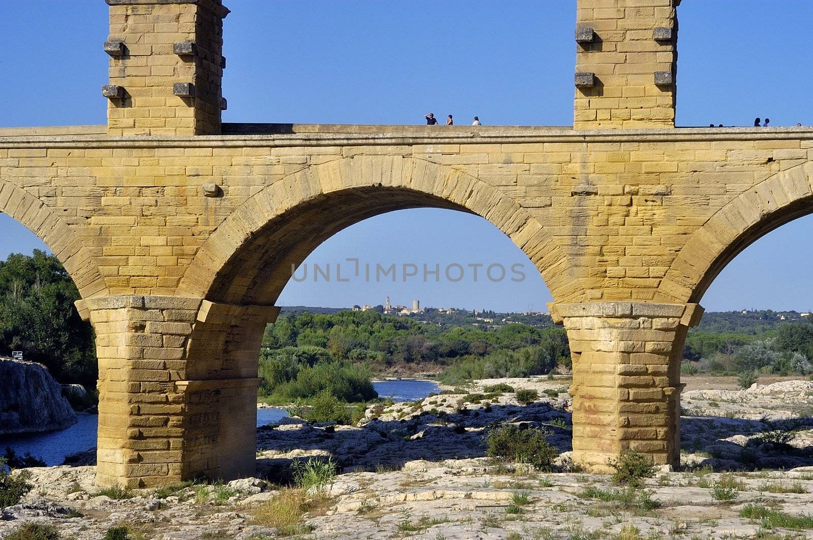 The bridge of Gard builds by the Romans and classified with the world heritage of humanity